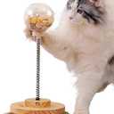 Marchul Cat Ball Toy with Treat Ball, KittenTreat Dispenser Toy with Roller Track Catnip Balls, Interactive Cat Toys Wooden for Indoor Kitten, Food Toy with Automatic Slow Feeder