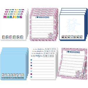 Gueevin 20 Pcs Mahjong Sticky Notes Gifts Self Adhesive Mah Jong Notepads Mahjong Lovers Gifts for Home Office School Mah Jong Party Decorations Supplies, 3" x 3"(Retro Style)