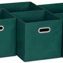 Household Essentials 6 ct Open Fabric Cube Storage Bins, Forest Green (11 L x 11 W x 11 H)