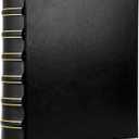 LETVPVOW Vintage Hardback 3 Ring Binder 2 Inch, Professional Leather Binders 2 Inch D Ring, Holds 400 Sheets Capacity - Black