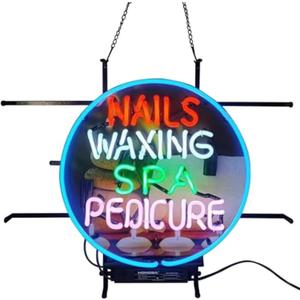 Nails Waxing Spa Pedicure Neon Sign,Real Glass Handmade Neon Signs for Office Cafe Party Man Cave Art Wall Lights 24 X 20 Inches