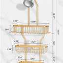 Shower Caddy Hanging - Never Rust Shower Hanging Organizer - Aluminum Over the ShowerHead Caddy with Soap Basket and 6 Razor/Sponge Hooks (Gold)
