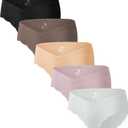Angelhood 5 Pack Maternity Underwear Seamless, Pregnancy Postpartum Panties Wave Edge No Show Bikini Under Bump (Medium)