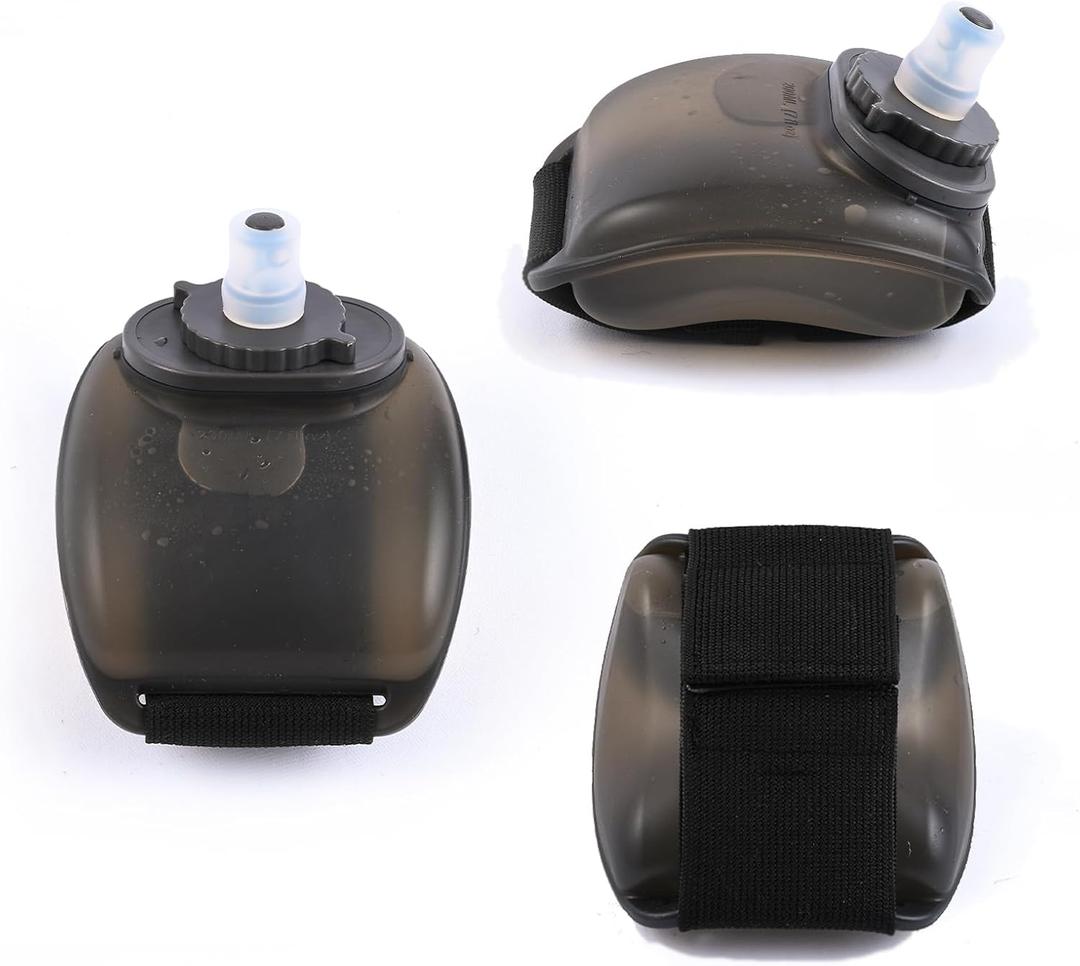 7oz Wrist Water Bottle with Twist Cap and Spout, No Straw, Portable Swell Water Bottle Sports for Running, Gym, and Outdoor,BPA-Free Compact Design, Black Clear