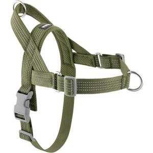 No Pull Dog Harness with Handle, Adjustable Mesh Padded Reflective Walking Harness with Front Clip for Small Medium Large Dogs Quick Fit No Escape for Training and Hiking (Ranger Green, L)