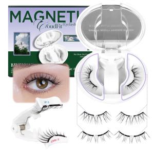 BEYELIAN Portable Magnetic Eyelashes with Applicator Kit All-In-One Box, Upgrade Soft Reusable Magnetic Lashes, No Glue Needed False Eyelashes for Eye YT27 (Lightweight & Comfortable)