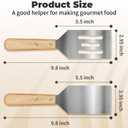 2 Pieces Stainless Steel Spatula Set,Metal Spatula for Cast Iron Skillet,Metal Spatula for Cooking with Wooden Handle,Metal Spatulas for kitchen use for Pancakes,Frying steak,Burger and Desserts
