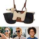 Stylish Puppy Shaped PU Leather Eyeglasses Strap Holder with Adjustable Length - Sunglasses Case for Women and Men (Black)