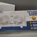 Seasons Comfort Twin Window Fan, Reversible Airflow Control, 9 Inch, 2 Speeds, Expandable, Exhaust, Dual Fan - Ideal for Home, Kitchen, Bedroom & Office, 11.5" H x 22.5" W x 6" D