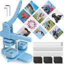 Square Photo Magnet Button Maker Kit - 2'' x 2'' Press Machine With 100 Set Making Supplies, DIY Fridge Badge, for Crafting, Home Use, Business