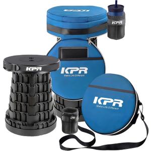 KPR 2025 Upgraded Collapsible Stool & 3IN1 Cushioned Carry Bag, Portable Telescopic Camping Chair, Adjustable Height Folding Step Stool Retractable Seat or Footrest for Outdoors & Indoor, Max 620lbs