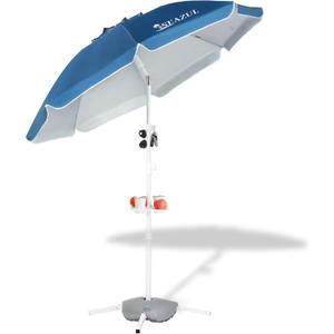 Seazul 6.5ft Sun Shade Umbrella, Portable Umbrella with Stand for Sports, Water Weight Bag, Adjustable and Lightweight, Sun Protection, Blue