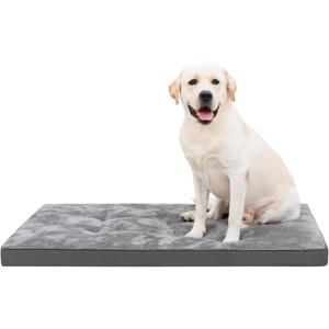 Dog Bed for Crate Washable Plush Dog Bed Kennel Pad Pet Sleeping Mat with Anti-Slip Bottom,47x29 Inch, Grey