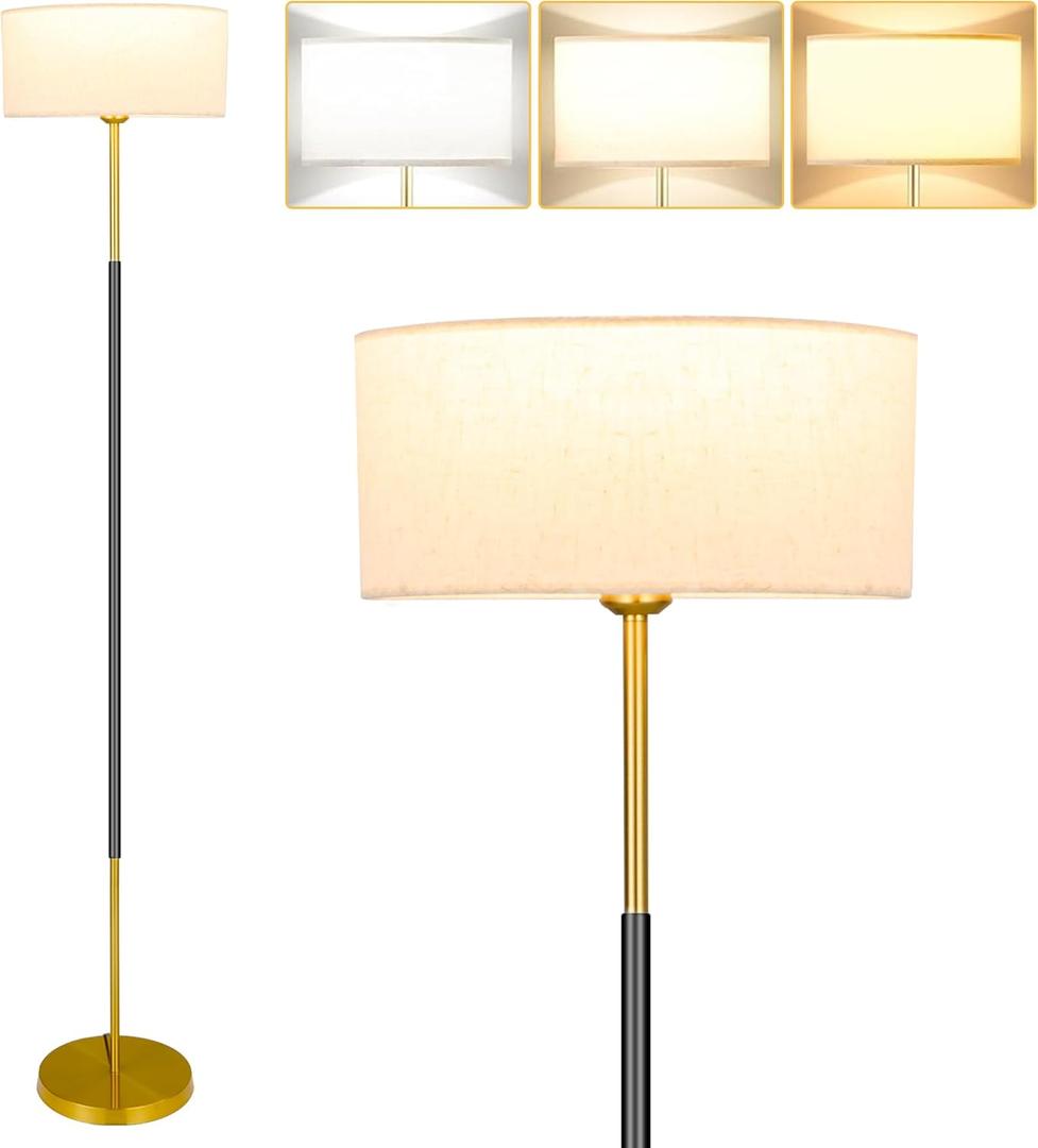 Feijidengshi Mid Century Modern Floor Lamp for Living Room, Dimmable Tall Lamp with 3 Color Temperature Dimmable LED Bulb, Cordless Pole Lamp for Bedroom, Reading Lamps Floor Standing