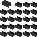 PATIKIL 24pcs Rectangle Chair Leg Cover with Felt Pad, 19mm Slide Smoothly No Scratches No Noise Furniture Feet Hardwood Protectors Tips Floor Glides Tubing Caps for Office,Black Black