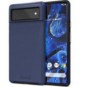 Crave for Google Pixel 6 Case, Shockproof Protection Dual Layer Case for Google Pixel 6 (6.4 inch) - Navy
