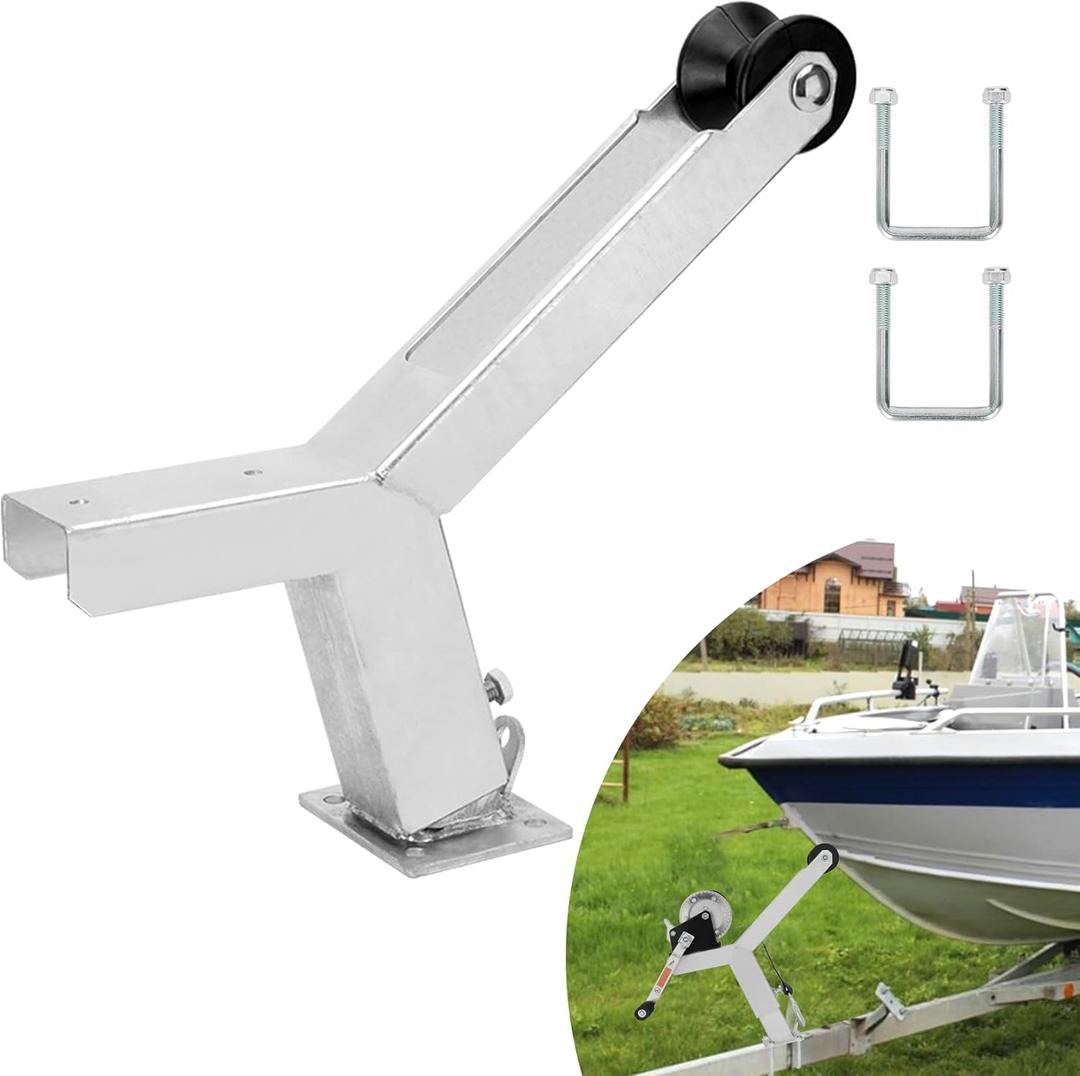Boat Trailer Winch Stand with Trailer Rollers Fit 3" W X 4" H Boat Trailer Tongue Stands, Adjustable Trailer Winch Holder with Roller Boat Winch Mount for speedboats, Fishing Boats, motorboats