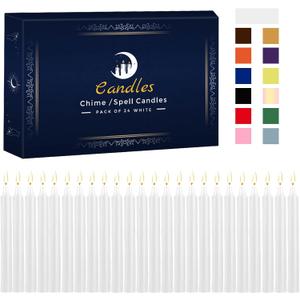24 Pack White Spell Chime Candles  Premium Mini Unscented Taper Candles for Rituals, Prayer, Birthdays, Meditation, Altar, Spells, Chime Candles - 4 Inch Tall - Ideal for Witches