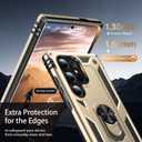 2 x IKAZZ for Galaxy S25 Ultra Case,Military Grade Shockproof Heavy Duty Protective Phone Cover Pass 16ft Drop Test with Magnetic Kickstand Car Mount Holder Gold