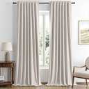 MIULEE 100% Blackout Linen Curtains for Bedroom, Ivory Solid Luxury Decor Thermal Insulation Room Darkening Drapes for Living Room Nursery Back Tab Rod Pocket 42 x 108 Inches, 2 Panels