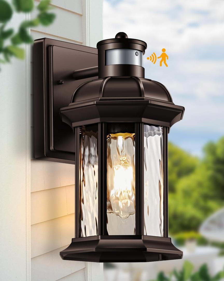 VIANIS Motion Sensor Outdoor Garage Lighting Fixtures, Farmhouse Oil Rubbed Bronze Exterior Wall Light Wall Mount for House, Anti-Rust Waterproof Outdoor Sconce Lights for Front Porch, Patio (1-Pack)