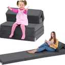 Kidirect Toddler Couches That Fold Out, 6-in-1 Kids Couch Bed Fold Out, Convertible Kids Lounge Chair for Playroom, Foldable Soft Play Toddler Climbing Toys Indoor and Foam Climbing Blocks, (Grey)