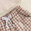 Toddler Baby Boy 4th Of July Outfit Summer Clothes American Flag Short Sleeve Lapel Shirt Plaid Shorts Set (2-3T, Khaki Cross)