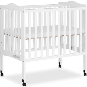 Dream On Me 2-In-1 Lightweight Folding Portable Stationary Side Crib In White, Greenguard Gold Certified, Baby Crib To Playpen, Folds Flat For Storage, Locking Wheels, 40"L x 26"W x 38"H