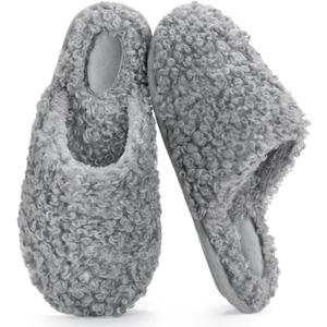 RockDove Women's Twirl Fleece Cozy Scuff Slippers with Memory Foam, Indoor Non-Slip Rubber Sole, Gift-Ready House Shoes (9-10)