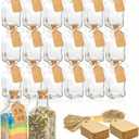 ZOOFOX 20 Pack Glass Bottles with Cork Stoppers, 3.4 oz Small Vintage Style Favor Jars, Clear Empty Cork Bottles for Party Favors, DIY Crafts, Extra Tags and String