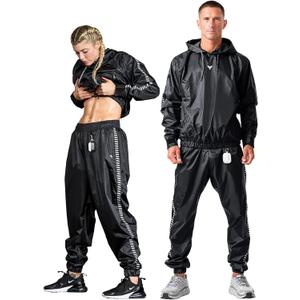 Elite Sports Sauna Suit for Weight Loss Men & Women Boxing MMA Wrestlers Gym Sweat Hoodie Sauna Suits Wrap Full Body Workout (3X-Large, Black)