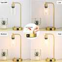 Gold Industrial Table Lamp with USB A+C Ports & Outlet, Fully Stepless Dimmable Modern Nightstand Lamp, Glass Shade Bedside Desk Lamp for Bedroom Living Room Office, 8W 2700K LED Edison Bulb Included
