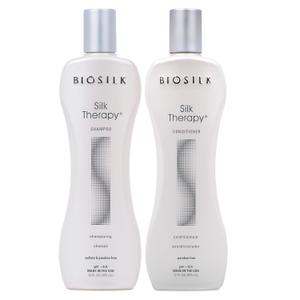 BioSilk Silk Therapy Duo Set Shampoo & Conditioner, Gentle Cleansing Haircare For Amazing Shine, Sulfate, Paraben, & CrueltyFree, 12 Oz (Pack of 2)