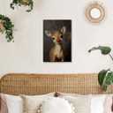 Retro Adorable Christmas Reindeer Canvas Wall Art Rudolph the Red Nose Reindeer Poster Dark Academia Aesthetic Whimsical Deer Print for Vintage Bedroom Living Room Decor Unframed12x18inch