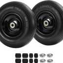 Parts Camp 4.00-6 Tire and Wheel 13" Wheelbarrow Tire 4.00-6 Pneumatic Tires and Wheel For Wheelbarrows Trolley Dolly Garden Wagon tire With 5/8"&3/4" bore hole,3.74" Centered Hub 2 Pack