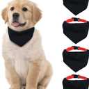 Blank Dog Bandana, 4 PCS Black Pet Bandana Collar with Quickly Release Buckle Adjustable Sublimation Dog Bandana with Removable Red Collar for Small Dogs and Cats, Black L