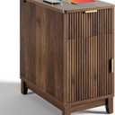 Yoobure End Table with Charging Station - Narrow Side Table for Living Room, Fluted Night Stand with Drawer and Storage Cabinet, Wood Nightstand with Adjustable Shelf for Bedroom Small Spaces, Walnut