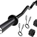 Olympic EZ Curl Barbell Bar, 48-inch Curling Bar, Fits 2-inch Weight Plates, Strength Training Bar for Squats, Hip Thrusts, Bench Press, and Weightlifting, with 2 Spring Collars (350LBS Weight Capacity