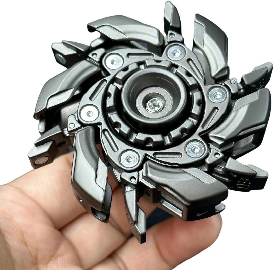 EDC Fidget Sliders Open Armor Spinning TopFidget Toys Stress Relief for Adults Magnetic Metal (Grey)