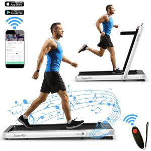SuperFit 4.75HP 2 In 1 Folding Treadmill W/Remote APP Control Silver SuperFit 4.75HP 2 In 1 Folding Treadmill W/Remote APP Control Silver