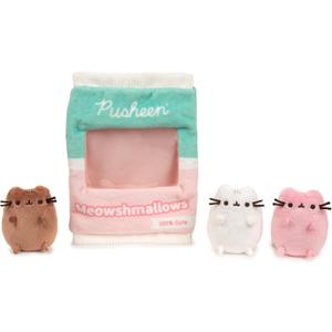 GUND Pusheen Meowshmallows Bag of Treats with Removable Mini Plush, Stuffed Animals for Ages 8 and Up, Pink/Green, 7.5