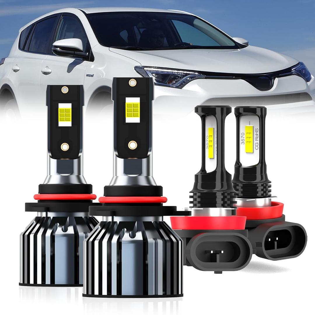 For 2016-2019 Toyota RAV4 light Bulbs, 9012 High Low Beam H11 Fog Light Combo, 4PCS