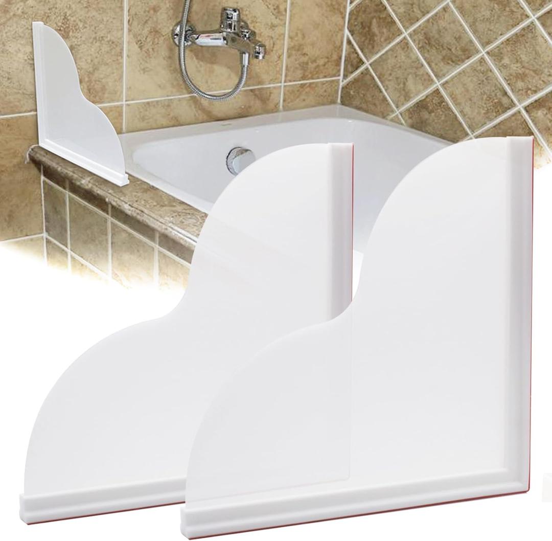 Shower Splash Guards, 2pcs Bathtub Corner Splash Guards Prevent Water Splashing Bathroom Accessories with Self-Adhesive Suitable for Showers, Bath tubs, Kitchen Sinks (9.25"x9.25")
