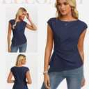 GRACE KARIN Womens 2026 Spring Short Sleeve Tops, Dressy Casual Peplum Shirts Outfit, Tunic Blouses Trendy Fashion Clothes (Blue, M)