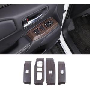Heutamo Window Lift Switch Button Panel Cover Trim Compatible with Toyota Land Cruiser Prado 250 LC250 2024 2025 Accessories, Car Inner Door Window Trim Accessories Left Hand Drive (Oak Pattern)