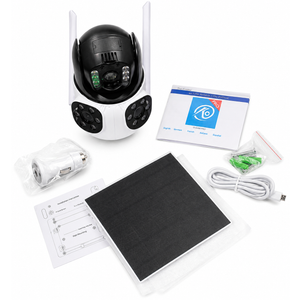 4K Solar Security Cameras Wireless Outdoor with Triple-Lens, 360°PTZ Camera for Home Security with Color Night Vision, PIR Motion Detection, Easy to Install, 2-Way Audio, Spotlight Siren, 2.4G WiFi