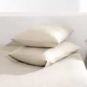 TUMEI 100% Linen Pillow Case Queen, Set of 2 Queen Size Linen Bed Pillow Cases Pillow Shams Cover Washed Solid Color Natural Flax Soft Breathable (25.98"×20.08")