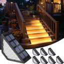 INCX Solar Step Lights for Outside, 8 Pack LED Solar Stair Lights Outdoor Waterproof IP67, Auto On/Off Outdoor Lighting for Front Step, Stair, Deck, Fence, Porch & Patio Decor Warm White