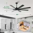 CJOY 84 Inch Low Profile Ceiling Fan with Lights, Flush Mount Black Ceiling Fan with Remote, 8-Blade Reversible DC Motor, 6 Speeds, 3CCT Dimmable LED Quiet Indoor/Outdoor Use for Bedroom Kitchen Patio