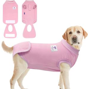 cyeollo Dog Surgery Recovery Suit Soft Breathable Female Male Pet Bodysuit for Spay, Neuter, Surgical Recovery Shirt for Small Medium Large Dogs, Pink, XL (X-Large (Back: 19"-22"))